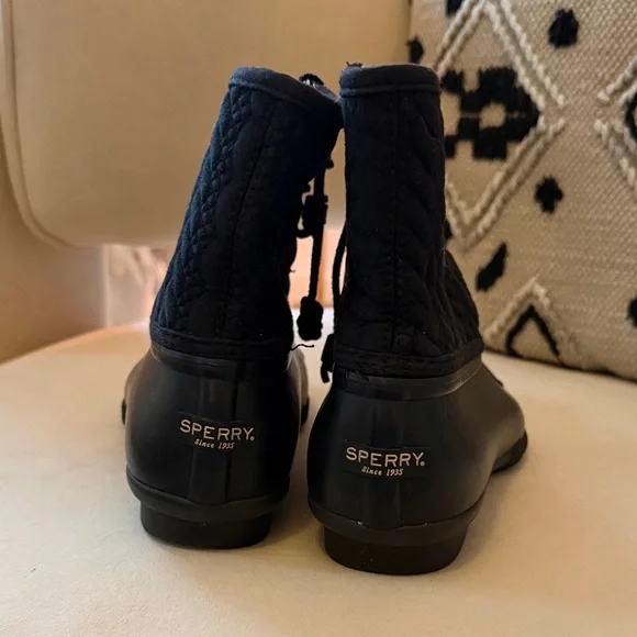 Sperry Black Quilted Rain Boots - Picture 2 of 3